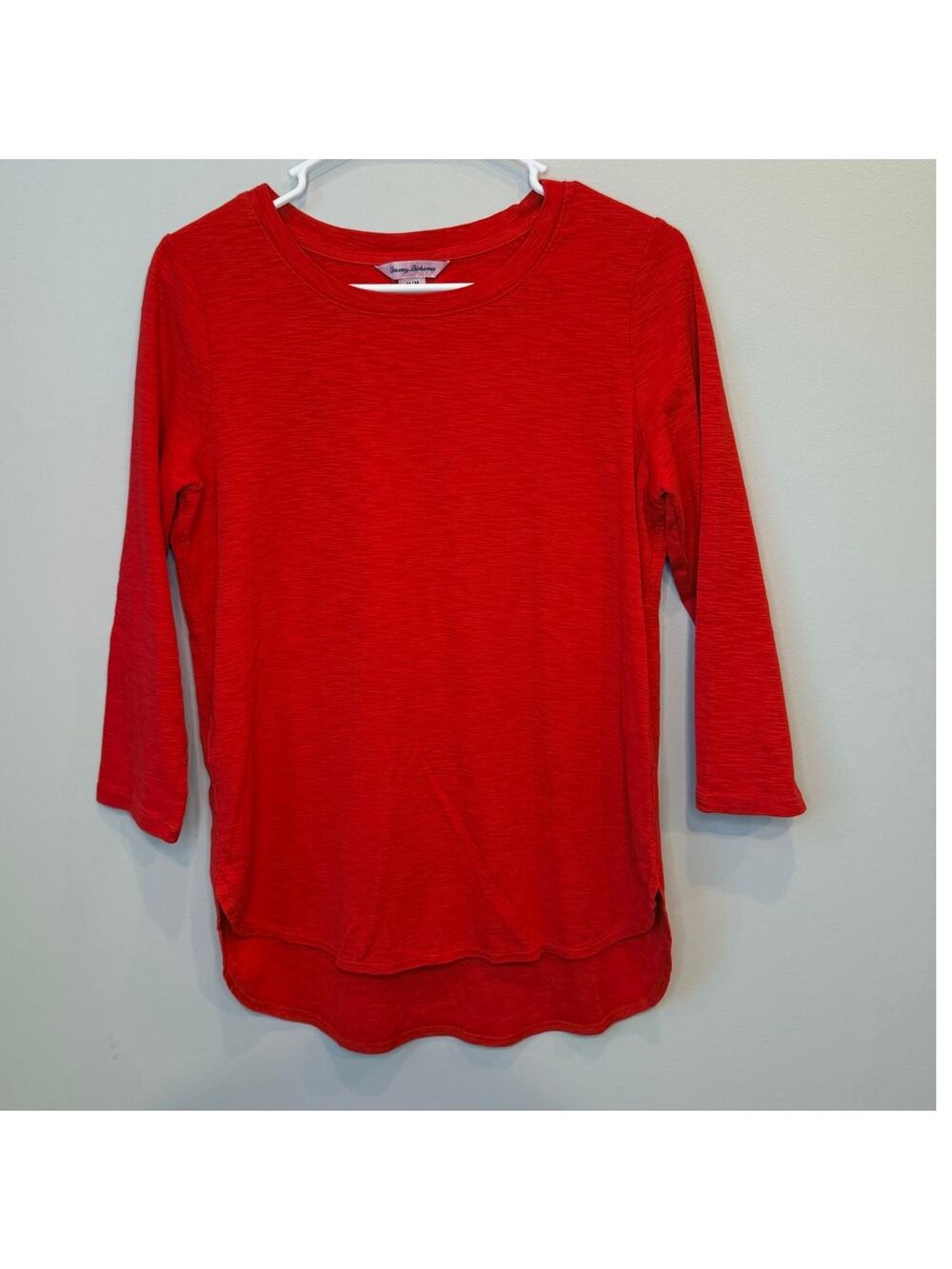 Tommy Bahama Medium Women's Knit Top 3/4 Sleeve Scoop Neck High Low Hem Shirt